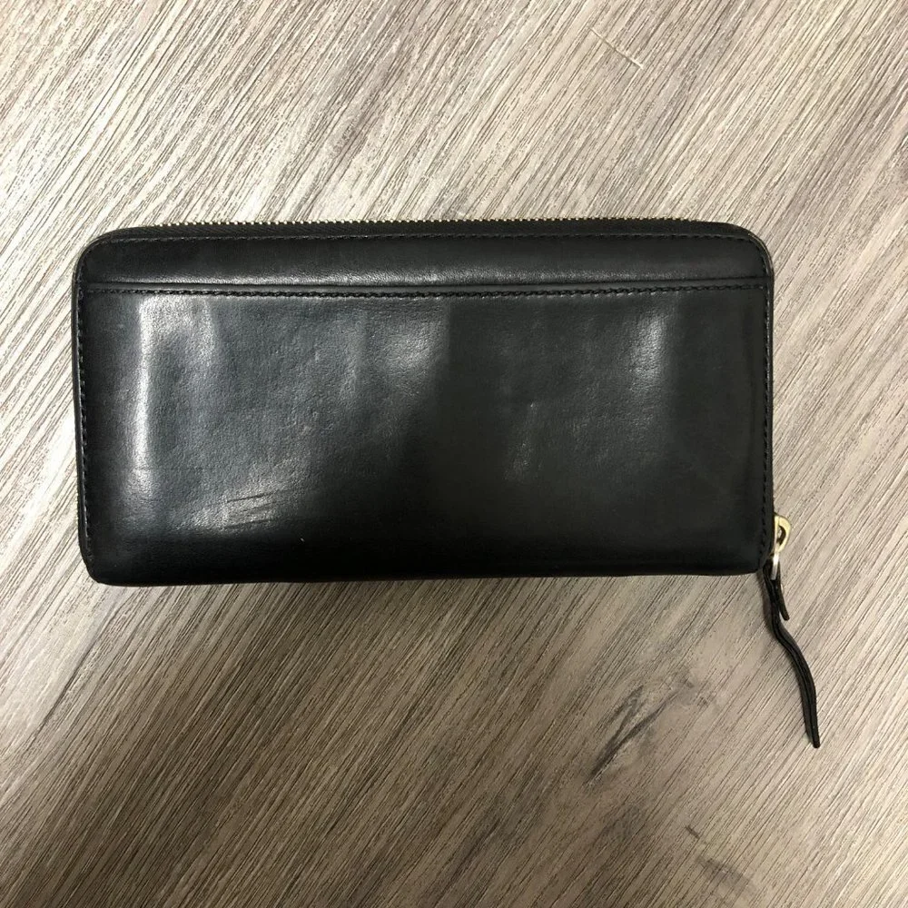 Kate Spade New York Black Genuine Leather Wallet Zip Around Accordion Cardholder